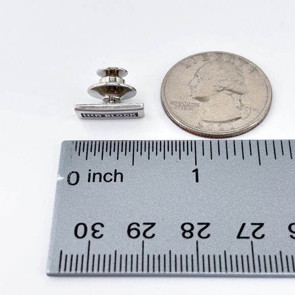 Vintage Sterling Silver 925 HR Block Tie Tack Pin Brooch - Picture 8 of 9